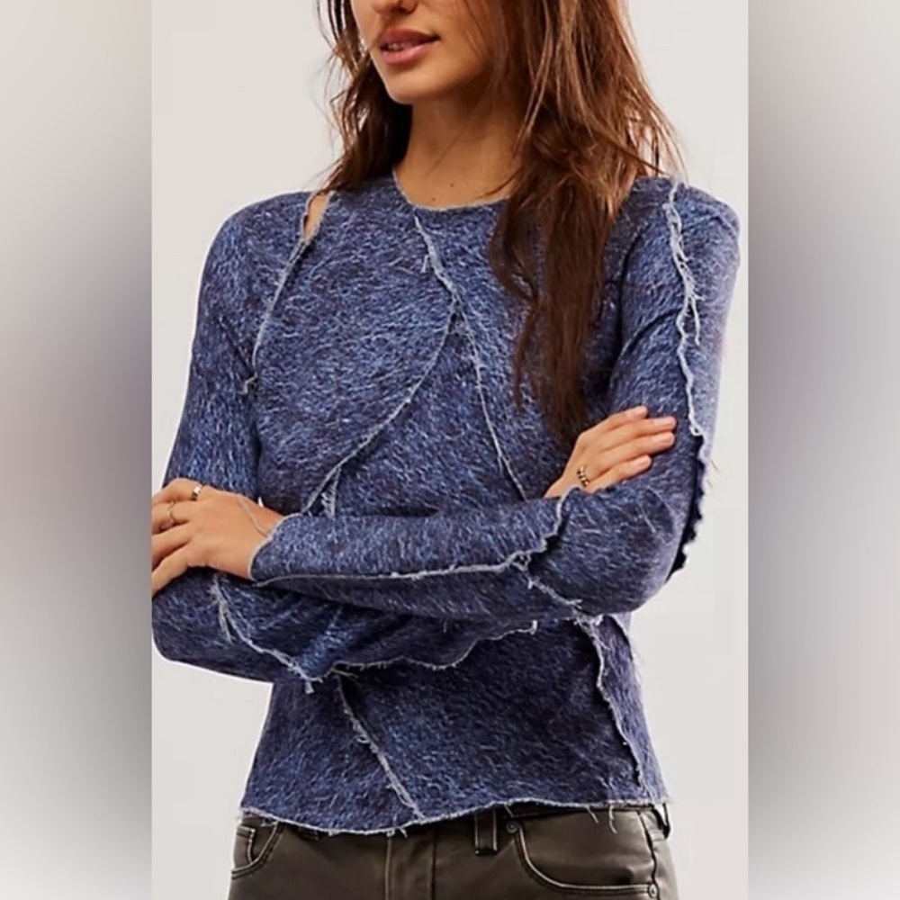 Nwt Facon Jacmin Tess Denim Patchwork Top Size Us Xs Or Eu 36 — image 2 of 8